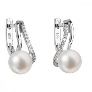 Stříbrné náušnice visací s bílou říční perlou 21024.1 Bílá,Stříbrné náušnice visací s bílou říční perlou 21024.1 Bílá