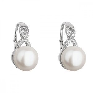 Stříbrné náušnice visací s bílou říční perlou 21048.1 Bílá,Stříbrné náušnice visací s bílou říční perlou 21048.1 Bílá