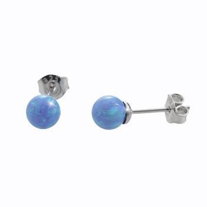 Stříbrné náušnice modré kulaté se syntetickým opálem 92400352 Blue s. Opal,Stříbrné náušnice modré kulaté se syntetickým opálem 92400352 Blue s. Opal
