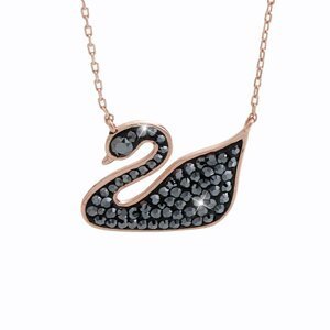 Stříbrný náhrdelník pozlacený s krystaly Swarovski černá labuť zlatá Hematite,Stříbrný náhrdelník pozlacený s krystaly Swarovski černá labuť zlatá Hem