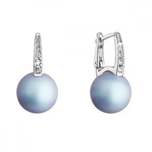 Stříbrné náušnice visací se Swarovski modrou perlou a krystaly 31301.3 Světle Modrá,Stříbrné náušnice visací se Swarovski modrou perlou a krystaly 313