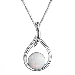Stříbrný náhrdelník se syntetickým opálem bílá kapka 12045.1 White s. Opal,Stříbrný náhrdelník se syntetickým opálem bílá kapka 12045.1 White s. Opal