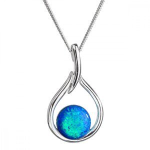 Stříbrný náhrdelník se syntetickým opálem modrá kapka 12045.3 Blue s. Opal,Stříbrný náhrdelník se syntetickým opálem modrá kapka 12045.3 Blue s. Opal