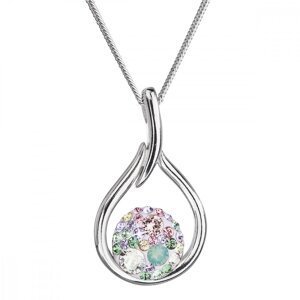 Stříbrný náhrdelník se Swarovski krystaly zelená a růžová kapka 32075.3 Sakura,Stříbrný náhrdelník se Swarovski krystaly zelená a růžová kapka 32075.3
