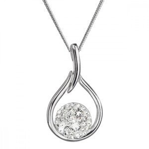 Stříbrný náhrdelník se Swarovski krystaly bílá kapka 32075.1 Krystal,Stříbrný náhrdelník se Swarovski krystaly bílá kapka 32075.1 Krystal