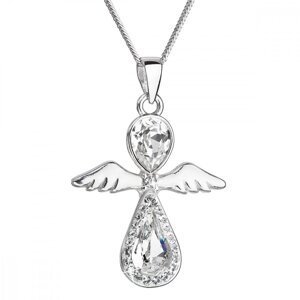 Stříbrný náhrdelník anděl se Swarovski krystaly bílý 32072.1 Krystal,Stříbrný náhrdelník anděl se Swarovski krystaly bílý 32072.1 Krystal