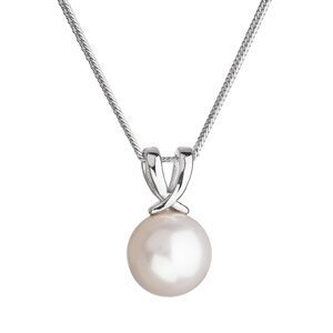 Stříbrný náhrdelník s kulatou říční perlou bílý 22032.1,Stříbrný náhrdelník s kulatou říční perlou bílý 22032.1