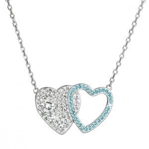 Stříbrný náhrdelník dvojité modré srdce se Swarovski krystaly 32079.3 Aqua,Stříbrný náhrdelník dvojité modré srdce se Swarovski krystaly 32079.3 Aqua