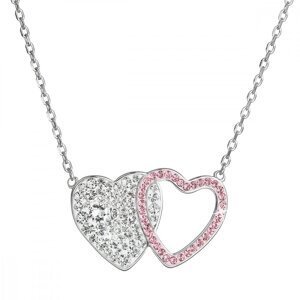 Stříbrný náhrdelník dvojité růžové srdce se Swarovski krystaly 32079.3 Light Rose,Stříbrný náhrdelník dvojité růžové srdce se Swarovski krystaly 32079