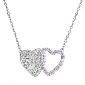 Stříbrný náhrdelník dvojité fialové srdce se Swarovski krystaly 32079.3 Violet,Stříbrný náhrdelník dvojité fialové srdce se Swarovski krystaly 32079.3