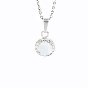 Stříbrný náhrdelník s bílým opálem a krystaly Swarovski Elements kolečko White Opal,Stříbrný náhrdelník s bílým opálem a krystaly Swarovski Elements k