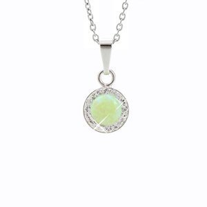 Stříbrný náhrdelník se světle zeleným opálem a krystaly Swarovski Elements kolečko Chrysolite Opal,Stříbrný náhrdelník se světle zeleným opálem a krys