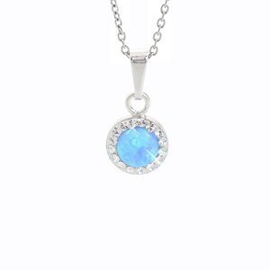 Stříbrný náhrdelník se světle modrým opálem a krystaly Swarovski Elements kolečko Blue Opal,Stříbrný náhrdelník se světle modrým opálem a krystaly Swa