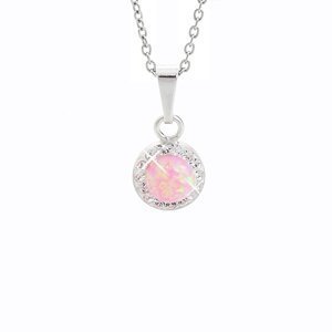 Stříbrný náhrdelník s růžovým opálem a krystaly Swarovski Elements kolečko Rose Opal,Stříbrný náhrdelník s růžovým opálem a krystaly Swarovski Element