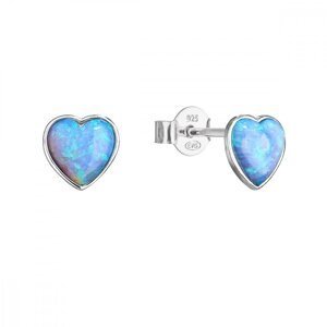 Stříbrné náušnice pecky se syntetickým opálem světle modré srdce 11337.3 Lt. Blue s. Opal,Stříbrné náušnice pecky se syntetickým opálem světle modré s