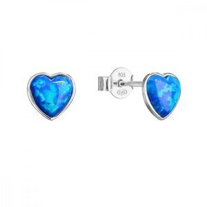 Stříbrné náušnice pecky se syntetickým opálem modré srdce 11337.3 Blue s. Opal,Stříbrné náušnice pecky se syntetickým opálem modré srdce 11337.3 Blue