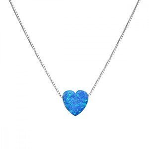 Stříbrný náhrdelník se syntetickým opálem modré srdce 12048.3 Blue s. Opal,Stříbrný náhrdelník se syntetickým opálem modré srdce 12048.3 Blue s. Opal