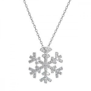 Stříbrný náhrdelník se zirkony sněhová vločka 12047.1,Stříbrný náhrdelník se zirkony sněhová vločka 12047.1