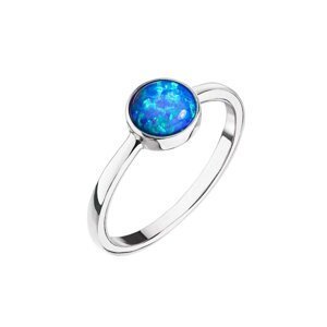 Stříbrný prsten se syntetickým opálem modrý kulatý 15001.3 52,Stříbrný prsten se syntetickým opálem modrý kulatý 15001.3 52