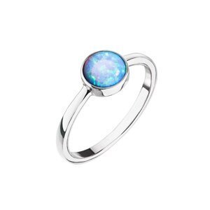 Stříbrný prsten se syntetickým opálem světle modrý kulatý 15001.3 58,Stříbrný prsten se syntetickým opálem světle modrý kulatý 15001.3 58
