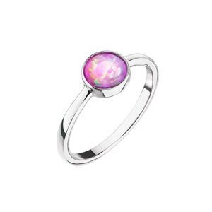 Stříbrný prsten se syntetickým opálem růžový kulatý 15001.3 52,Stříbrný prsten se syntetickým opálem růžový kulatý 15001.3 52