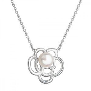 Perlový náhrdelník s pravou říční perlou bílá kytička 22034.1,Perlový náhrdelník s pravou říční perlou bílá kytička 22034.1