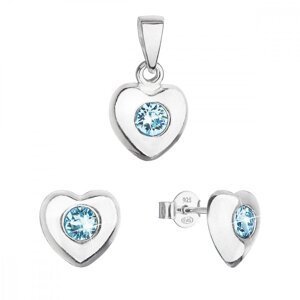 Sada šperků s krystaly Swarovski náušnice a přívěsek modré srdce 39176.3 Aqua,Sada šperků s krystaly Swarovski náušnice a přívěsek modré srdce 39176.3