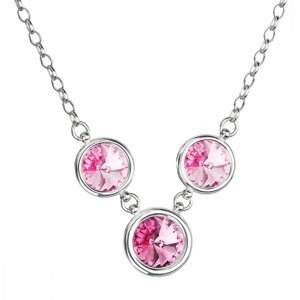 Stříbrný náhrdelník se Swarovski krystaly růžový kulatý 32033.3 rosa,Stříbrný náhrdelník se Swarovski krystaly růžový kulatý 32033.3 rosa