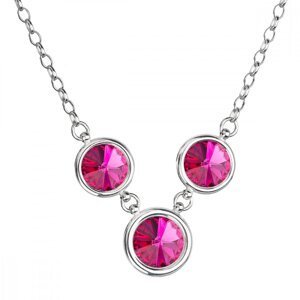 Stříbrný náhrdelník se Swarovski krystaly růžový kulatý 32033.3 fuchsia,Stříbrný náhrdelník se Swarovski krystaly růžový kulatý 32033.3 fuchsia