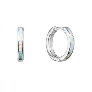 Stříbrné náušnice kroužky se syntetickým opálem bílé 11403.1 White s. Opal,Stříbrné náušnice kroužky se syntetickým opálem bílé 11403.1 White s. Opal