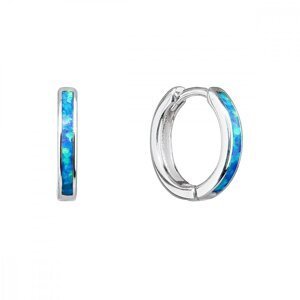 Stříbrné náušnice kroužky se syntetickým opálem modré 11403.3 Blue s. Opal,Stříbrné náušnice kroužky se syntetickým opálem modré 11403.3 Blue s. Opal