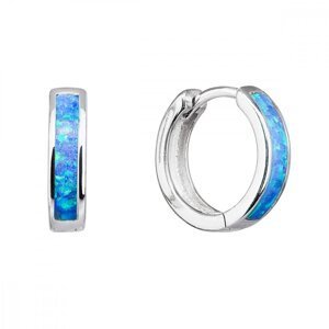 Stříbrné náušnice kruhy se syntetickým opálem modré 11402.3 Blue s. Opal,Stříbrné náušnice kruhy se syntetickým opálem modré 11402.3 Blue s. Opal