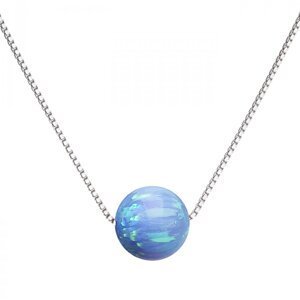 Stříbrný náhrdelník se syntetickým opálem světle modrý kulatý 12044.3 Lt. Blue s. Opal,Stříbrný náhrdelník se syntetickým opálem světle modrý kulatý 1