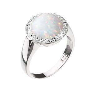 Stříbrný prsten se syntetickým opálem a s křišťály Preciosa bílý 35060.1 52,Stříbrný prsten se syntetickým opálem a s křišťály Preciosa bílý 35060.1 5
