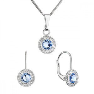 Sada šperků s krystaly Swarovski náušnice a přívěsek modré kulaté 39109.3 Lt. sapphire,Sada šperků s krystaly Swarovski náušnice a přívěsek modré kula