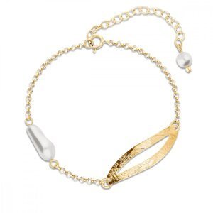 Stříbrný pozlacený náramek bílý perlový Lulu BDG5844W White Pearl,Stříbrný pozlacený náramek bílý perlový Lulu BDG5844W White Pearl