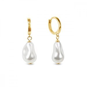 Stříbrné pozlacené náušnice bílé perlové Lulu KCRG584316W White Pearl,Stříbrné pozlacené náušnice bílé perlové Lulu KCRG584316W White Pearl