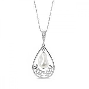 Stříbrný náhrdelník bílý perlový Caresse NF584312W White Pearl,Stříbrný náhrdelník bílý perlový Caresse NF584312W White Pearl