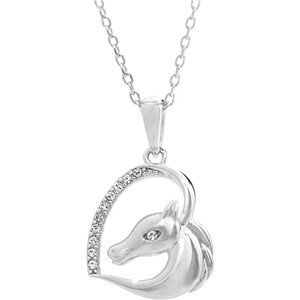 Stříbrný náhrdelník kůň v srdci se Swarovski Elements Krystal,Stříbrný náhrdelník kůň v srdci se Swarovski Elements Krystal