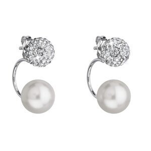 Náušnice perly s křišťály Preciosa 31178.1 Bílá,Náušnice perly s křišťály Preciosa 31178.1 Bílá