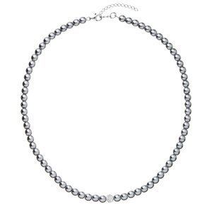 Perlový náhrdelník šedý s křišťály Preciosa 32063.3,Perlový náhrdelník šedý s křišťály Preciosa 32063.3