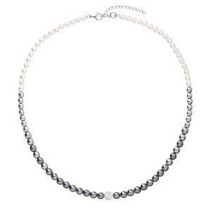 Perlový náhrdelník bílo-šedý s křišťály Preciosa 32065.3,Perlový náhrdelník bílo-šedý s křišťály Preciosa 32065.3