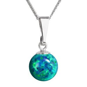 Stříbrný náhrdelník se zeleným syntetickým opálem 12050.3 Green,Stříbrný náhrdelník se zeleným syntetickým opálem 12050.3 Green