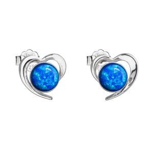 Stříbrné náušnice srdce s modrým syntetickým opálem 31259.3 Blue,Stříbrné náušnice srdce s modrým syntetickým opálem 31259.3 Blue