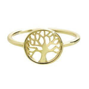 Stříbrný prsten s motivem stromu života ve zlaté barvě,Stříbrný prsten s motivem stromu života ve zlaté barvě