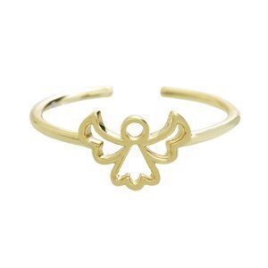 Stříbrný prsten ve zlaté barvě s motivem anděla,Stříbrný prsten ve zlaté barvě s motivem anděla