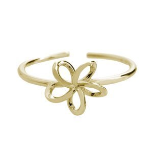 Stříbrný prsten ve zlaté barvě s motivem květiny,Stříbrný prsten ve zlaté barvě s motivem květiny