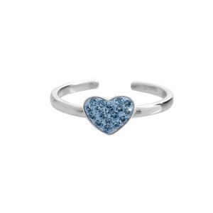 Stříbrný prsten ve tvaru srdce Aqua,Stříbrný prsten ve tvaru srdce Aqua