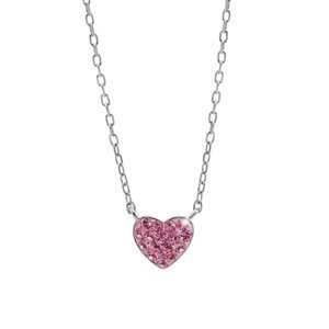 Stříbrný náhrdelník srdce se Swarovski Elements Rose,Stříbrný náhrdelník srdce se Swarovski Elements Rose
