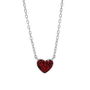 Stříbrný náhrdelník srdce se Swarovski Elements Siam,Stříbrný náhrdelník srdce se Swarovski Elements Siam